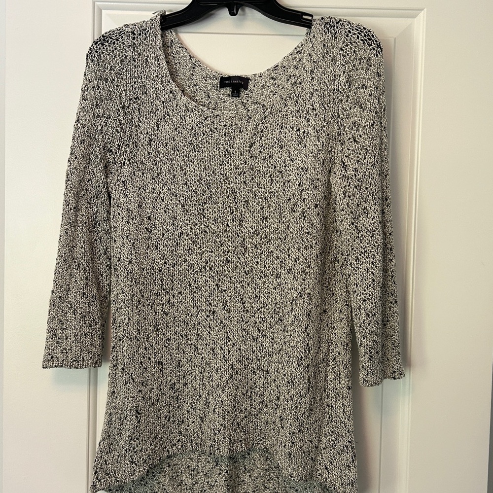 Black and white lightweight loose knit sweater